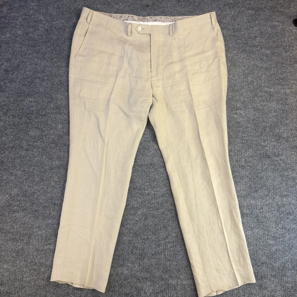 Lauren Ralph Lauren Pants Mens 42x30 Beige 100% Linen Dress Flat Front (44x30)
